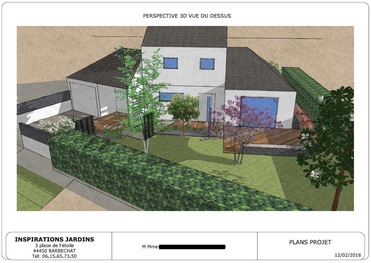 PERSPECTIVE 3D : Aménagement d'une entrée de maison. INSPIRATIONS JARDINS